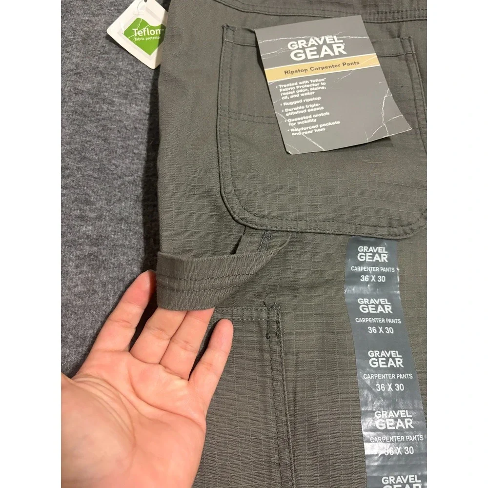 Gravel Gear Ripstop Carpenter Pants Mens 36x30 Olive Relaxed Fit Straight Leg